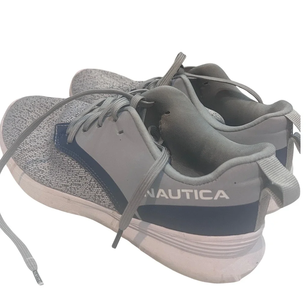 🤯3/$15 Nautica Women Gray Knit Lace Up Athletic Sneakers Shoes Size 9.5